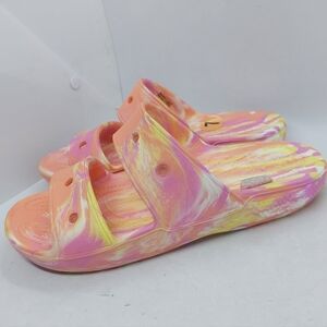 CROCS Slides Sandals 2 Straps Marbled Tie Dye Unisex Size M5 W7 Classic Summer